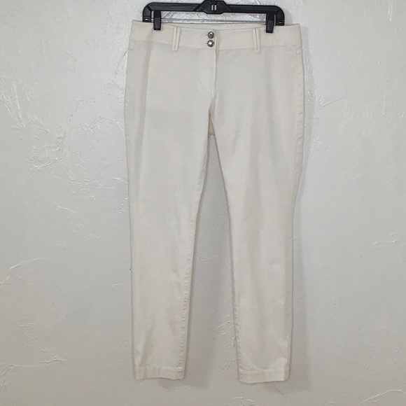 Eileen Fisher flat front Riko white high waisted pants size 8 EUC - Picture 2 of 11